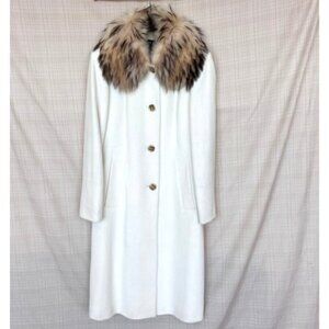 VINTAGE Anne Klein Y2K Fur Collar Coat Angora Wool Coat Fur Collar Cozy Soft
